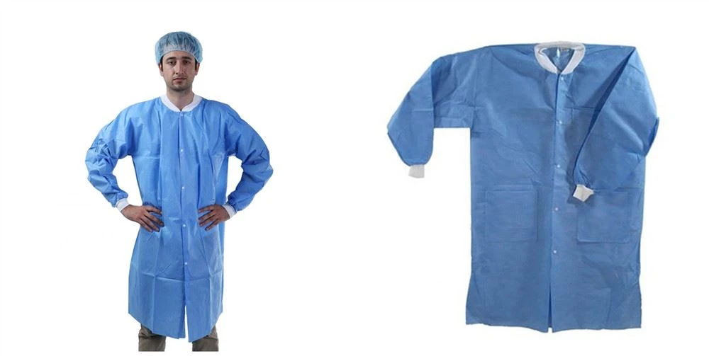 Dust proof disposable lab coat with snap buttons